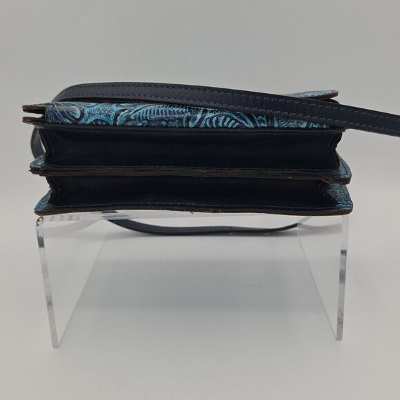 Patricia Nash Apricale Crossbody Safflower Blue Mediterranean Tooled EUC - Picture 5 of 13